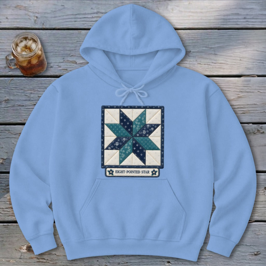 Eight-Pointed Star Faux Quilt Block Hoodie