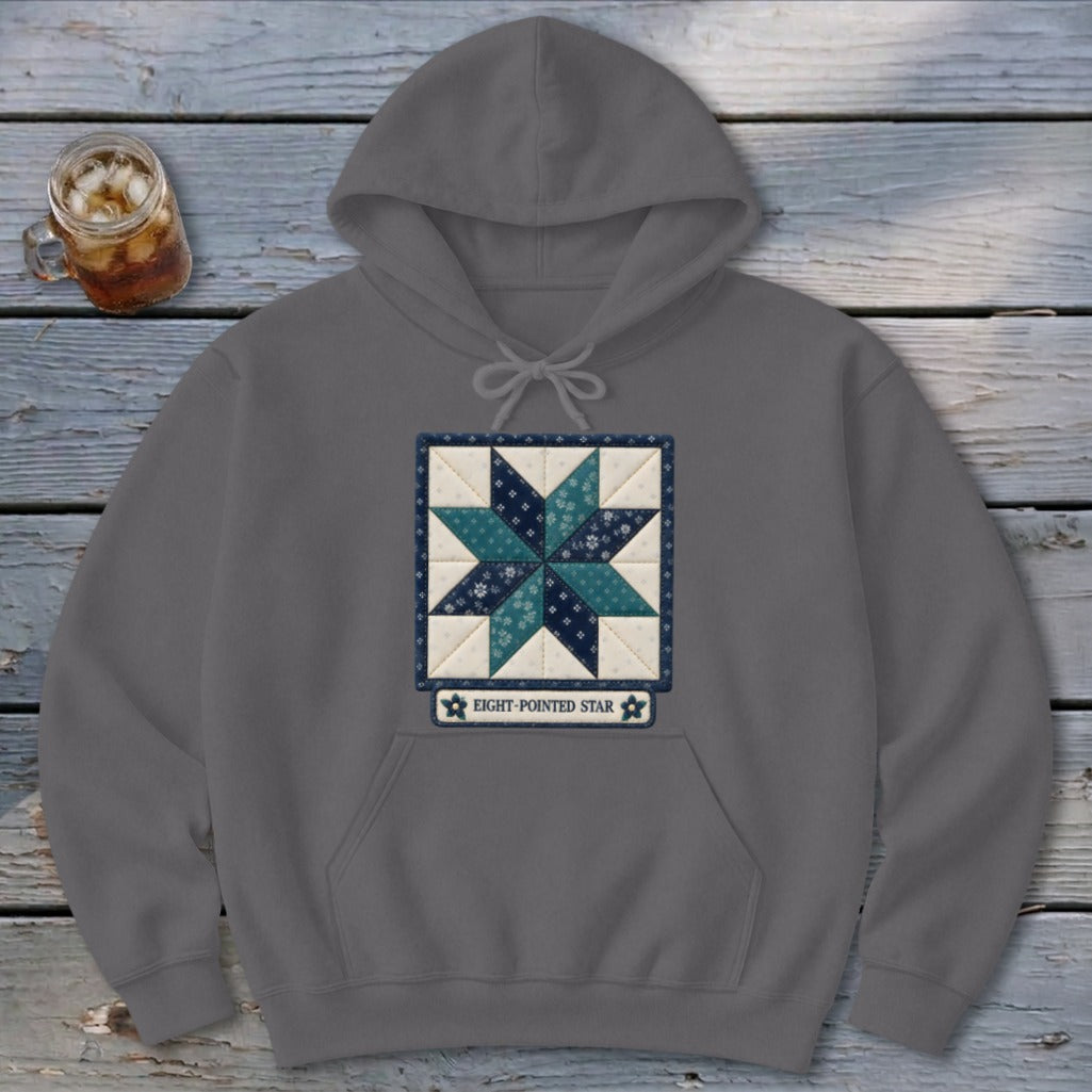 Eight-Pointed Star Faux Quilt Block Hoodie