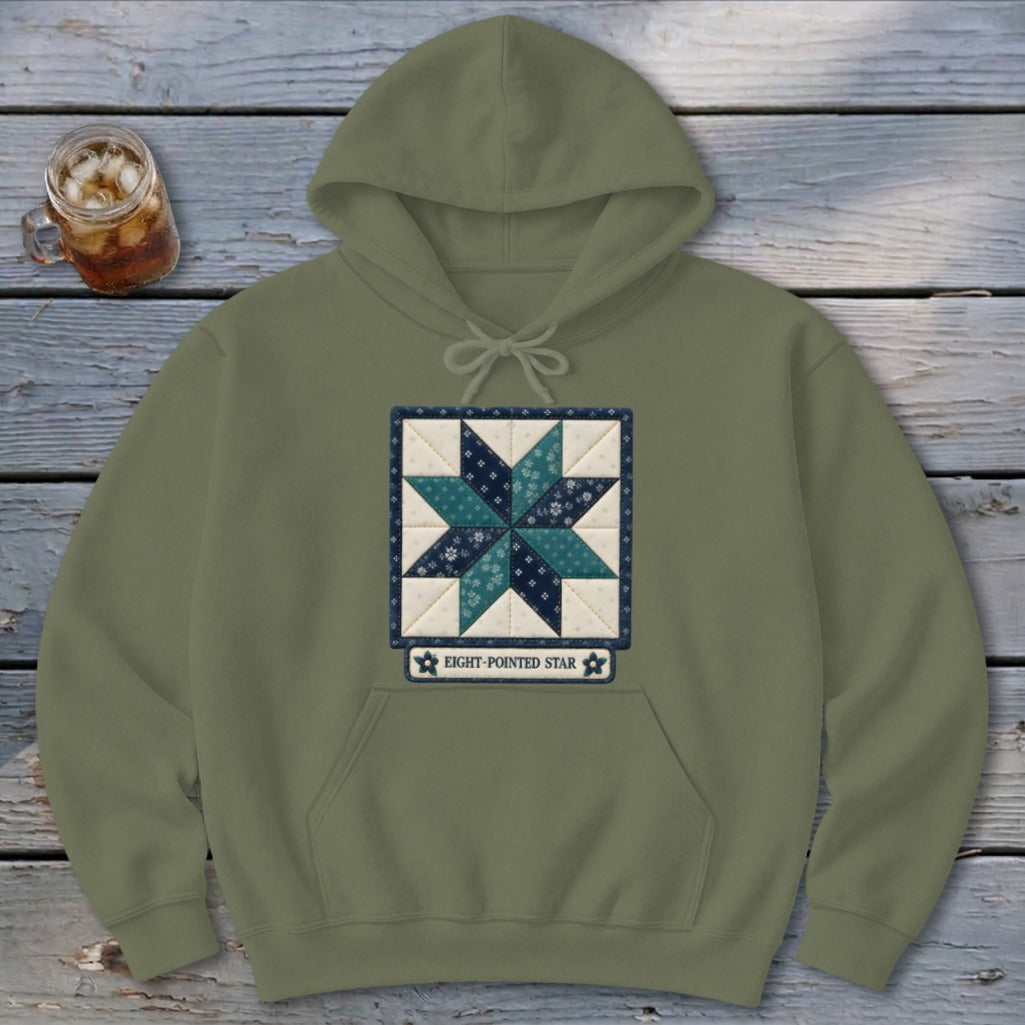 Eight-Pointed Star Faux Quilt Block Hoodie