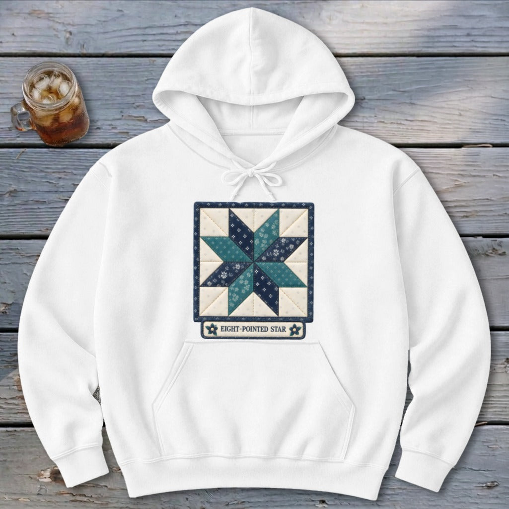 Eight-Pointed Star Faux Quilt Block Hoodie