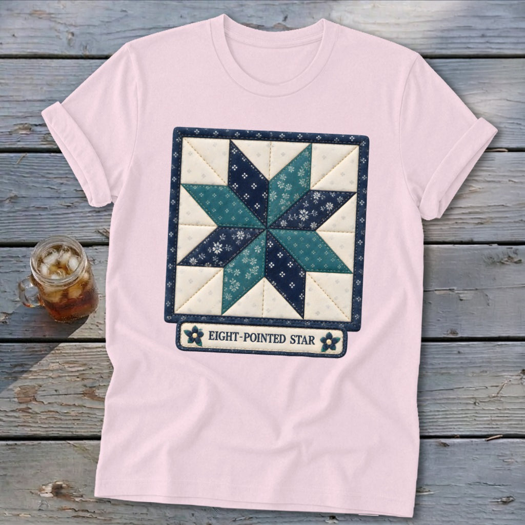 Eight-Pointed Star Faux Quilt Block Softstyle Tee