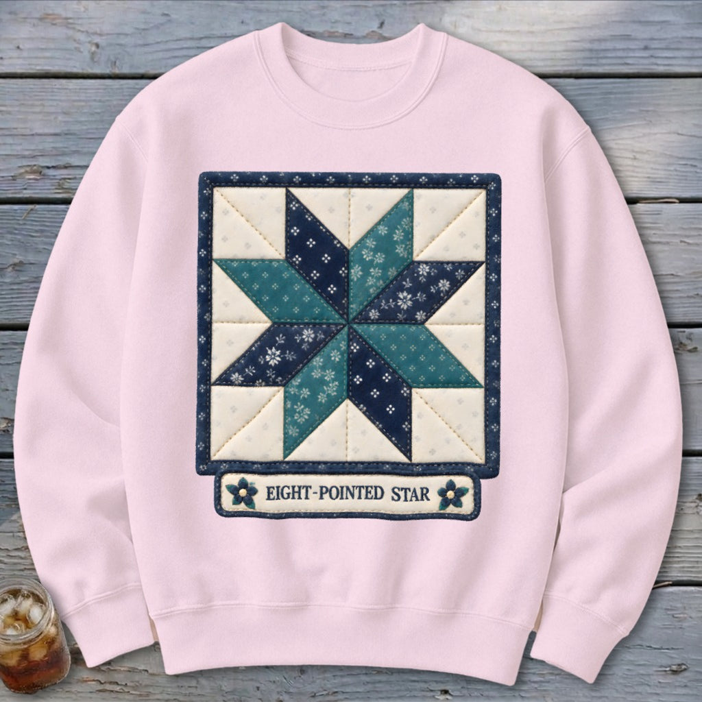 Eight-Pointed Star Faux Quilt Block Sweatshirt