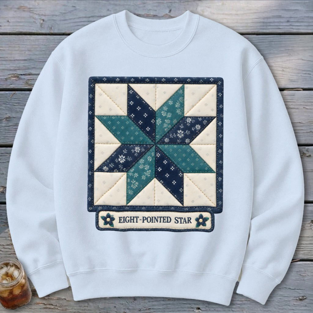 Eight-Pointed Star Faux Quilt Block Sweatshirt