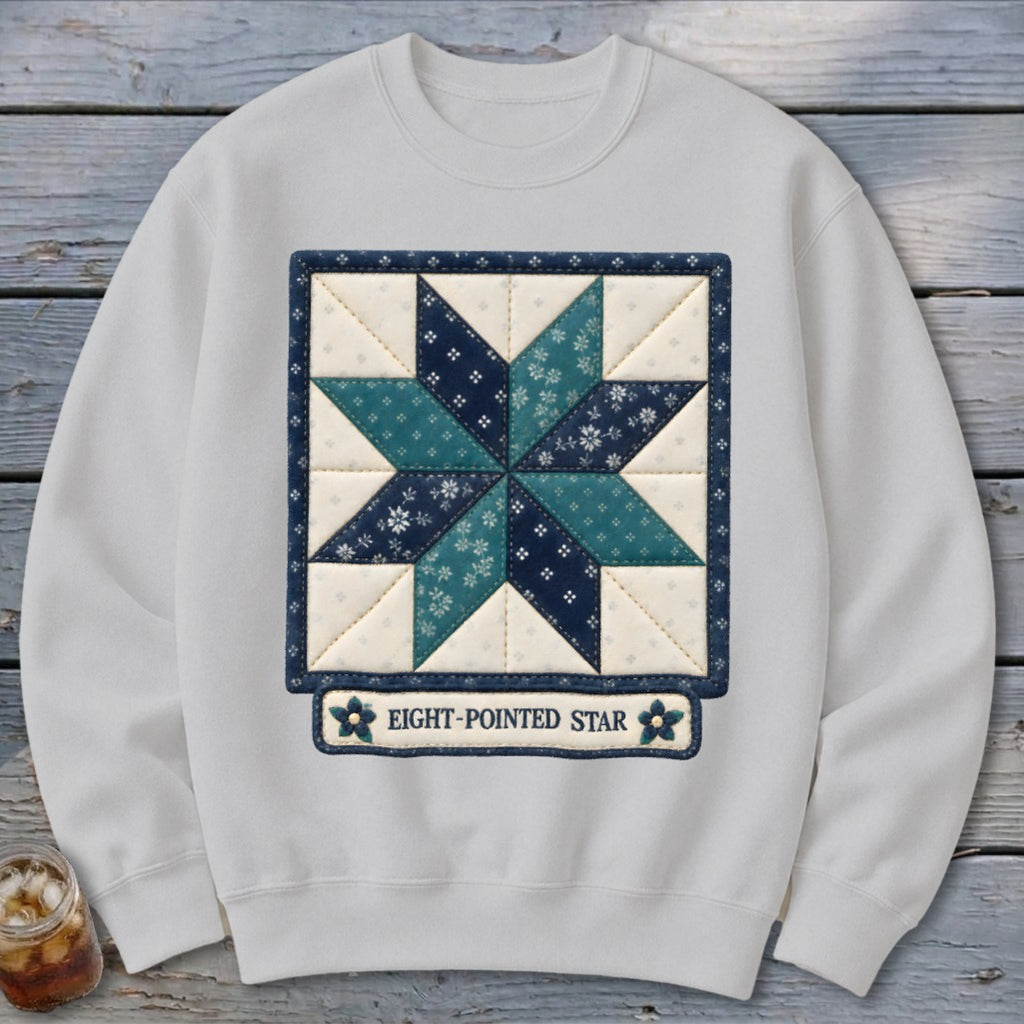 Eight-Pointed Star Faux Quilt Block Sweatshirt