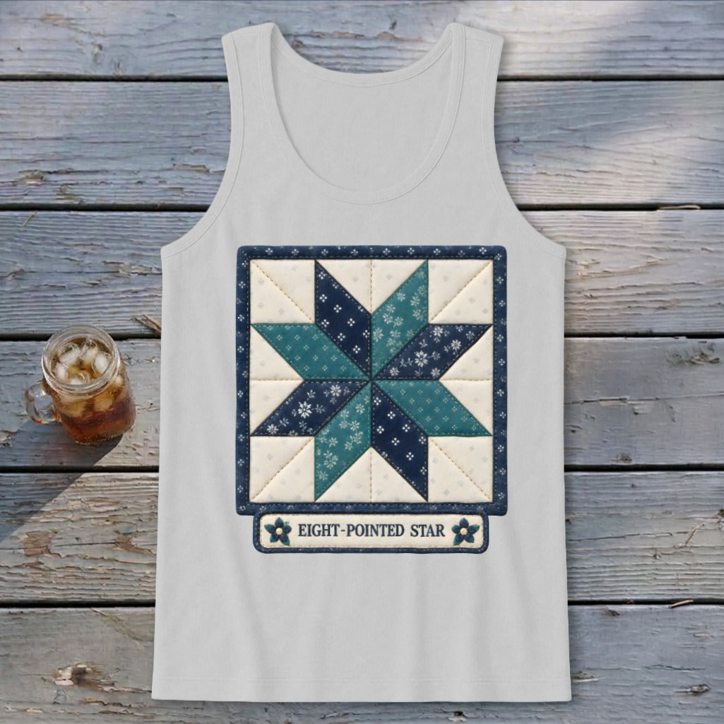 Eight-Pointed Star Faux Quilt Block Tank Top