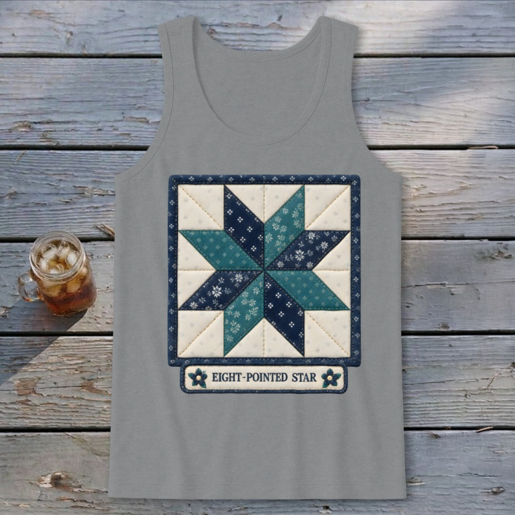 Eight-Pointed Star Faux Quilt Block Tank Top