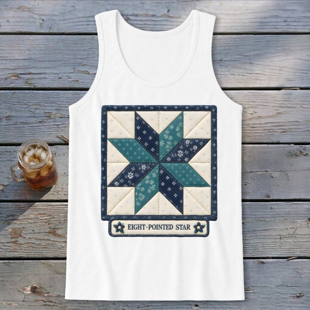 Eight-Pointed Star Faux Quilt Block Tank Top