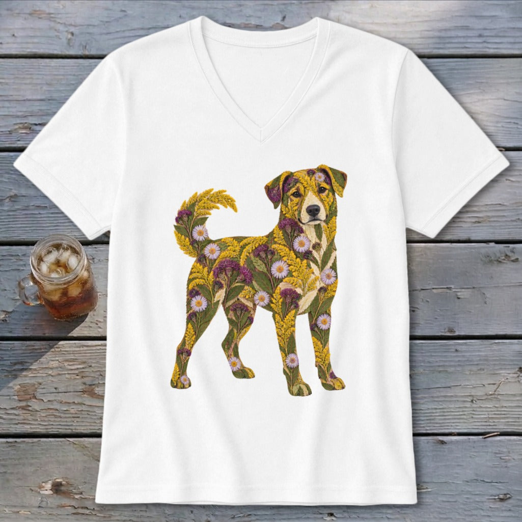 Floral Mountain Cur V-neck