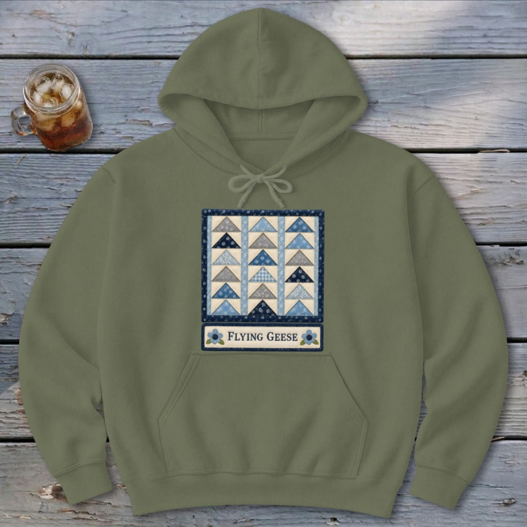 Flying Geese Faux Quilt Block Hoodie