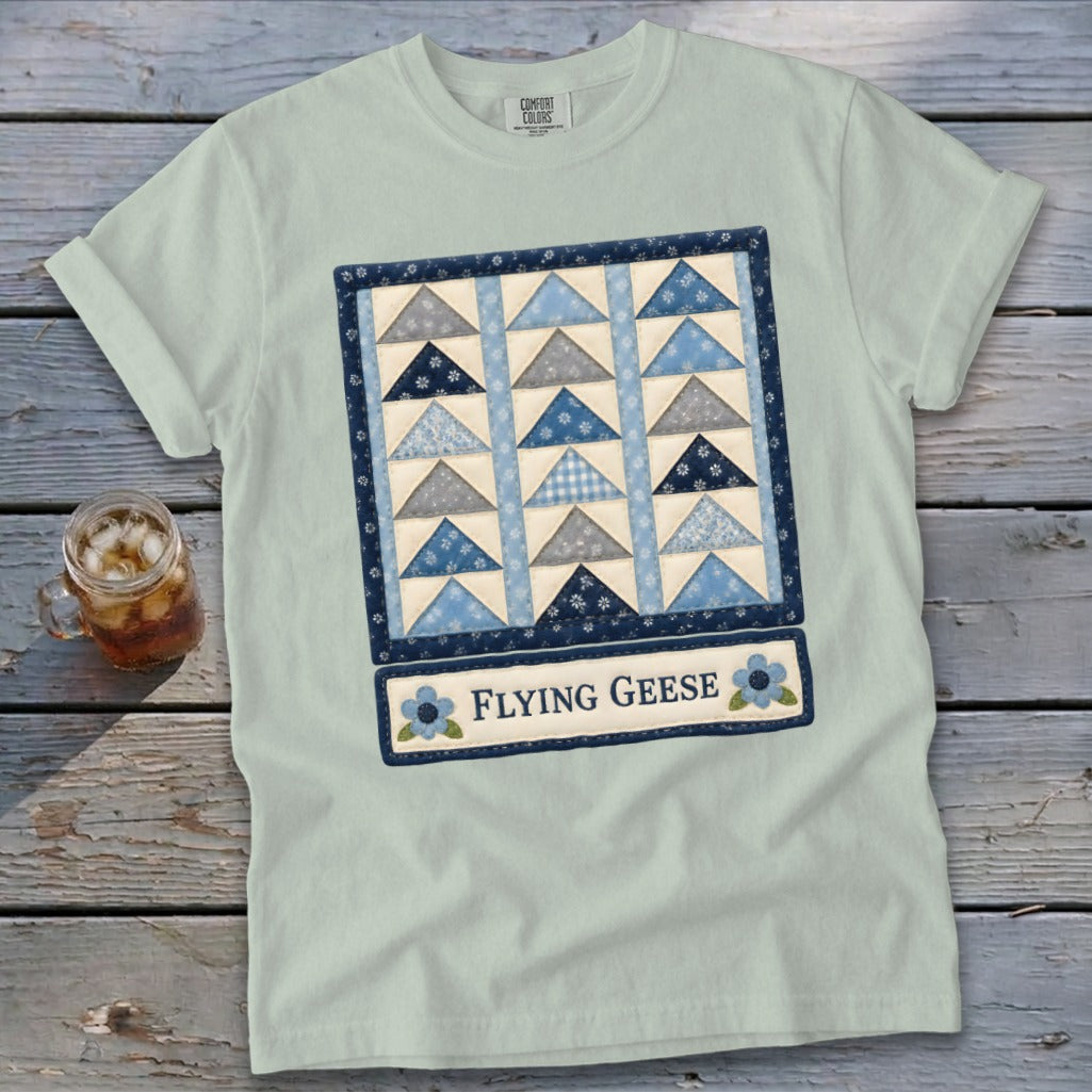 Flying Geese Faux Quilt Block Signature Tee