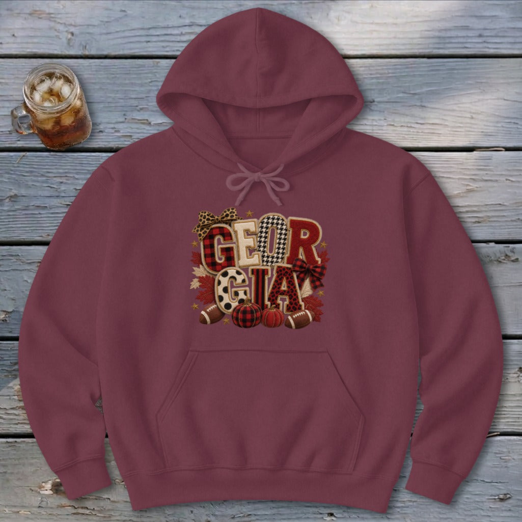 Georgia Faux Chenille Fall Patch Hoodie