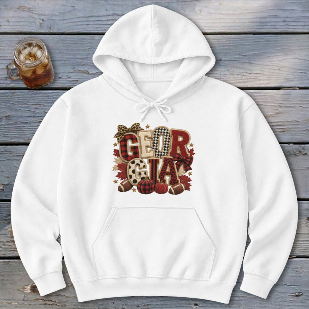 Georgia Faux Chenille Fall Patch Hoodie