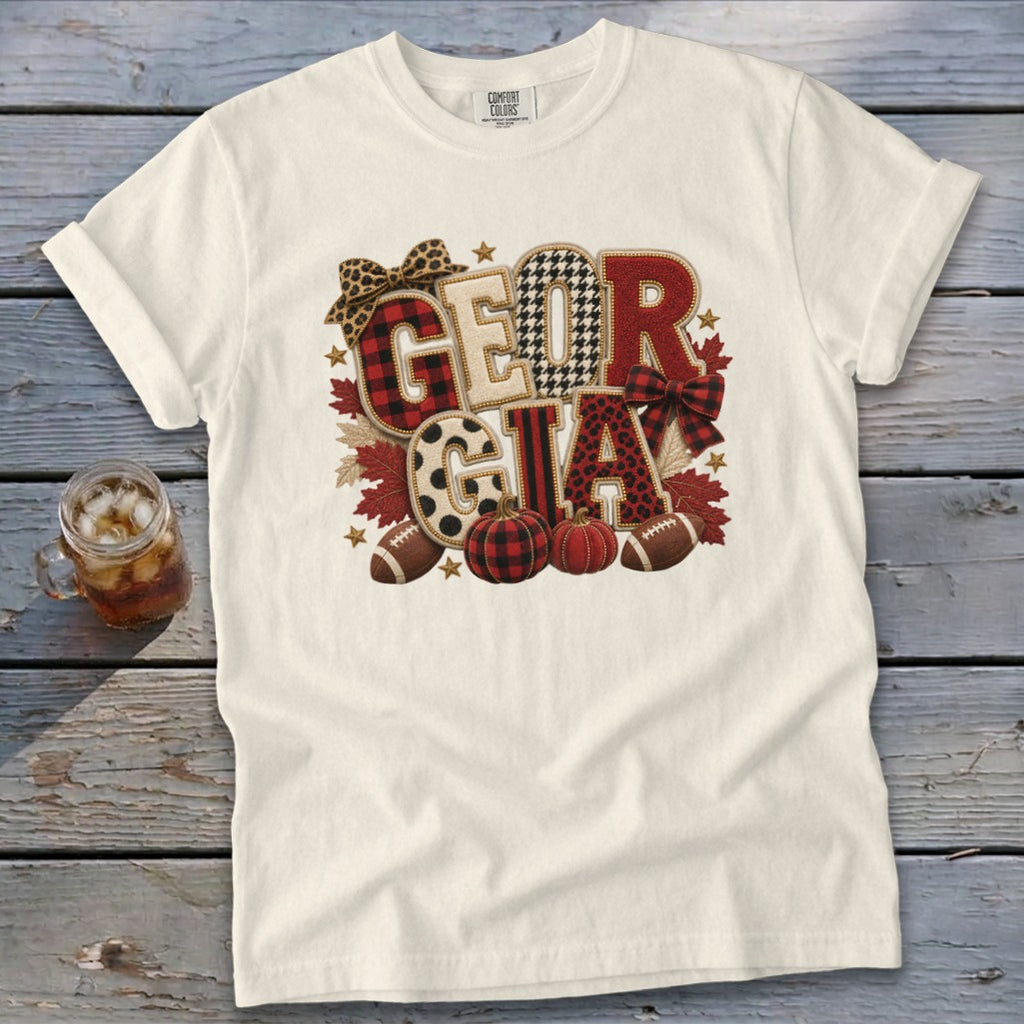 Georgia Faux Chenille Fall Patch Signature Tee