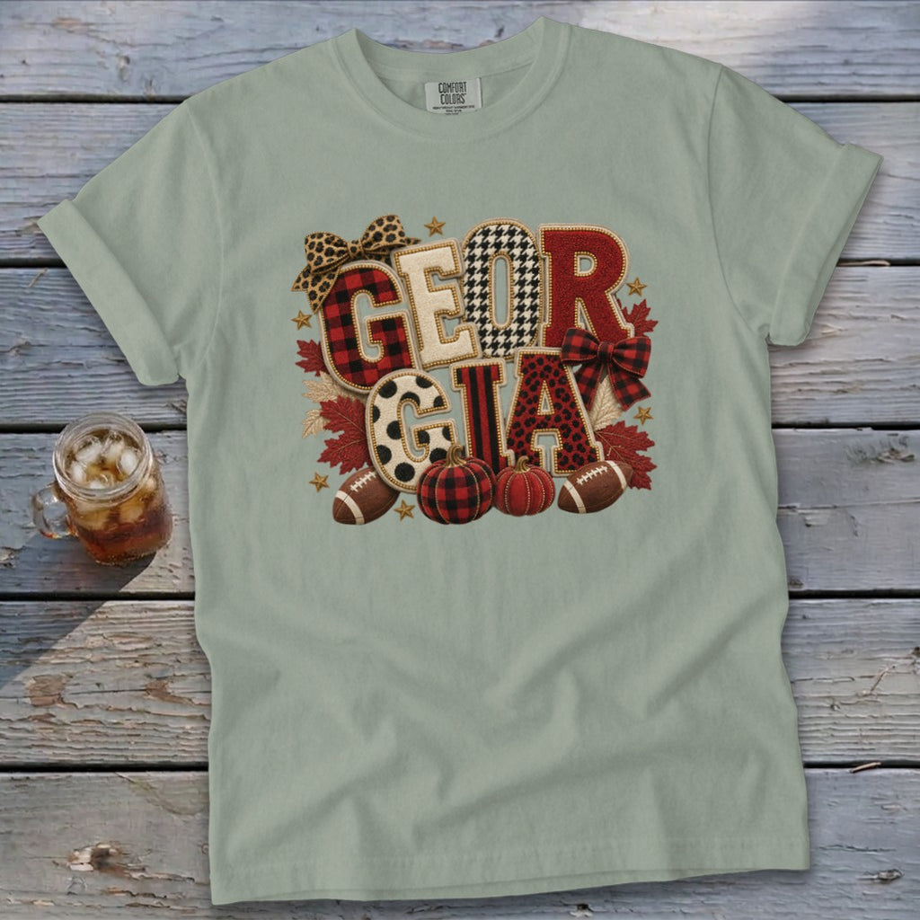 Georgia Faux Chenille Fall Patch Signature Tee