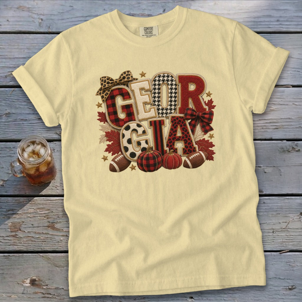 Georgia Faux Chenille Fall Patch Signature Tee
