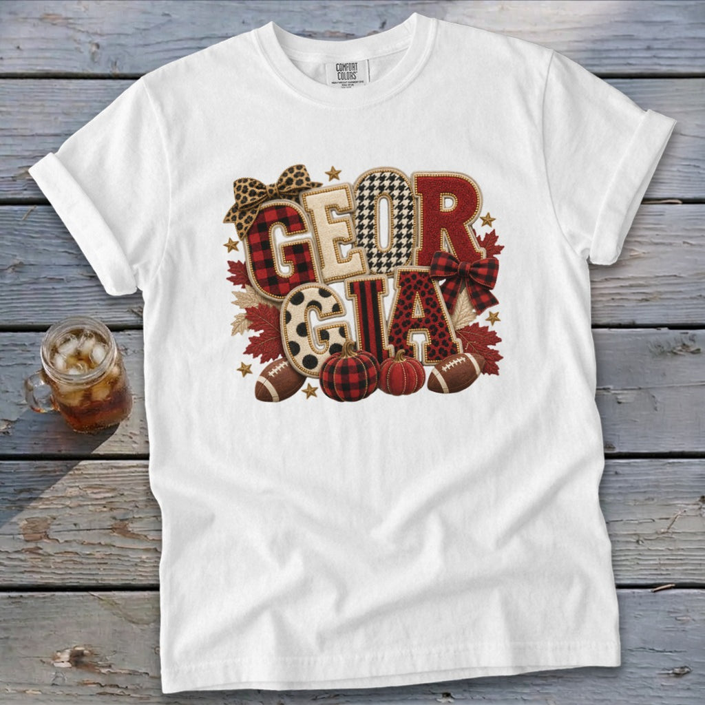 Georgia Faux Chenille Fall Patch Signature Tee
