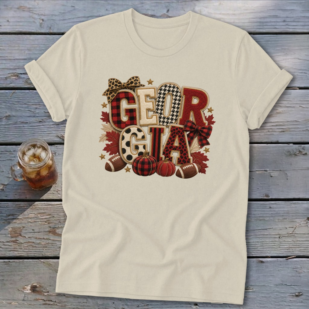 Georgia Faux Chenille Fall Patch Softstyle Tee