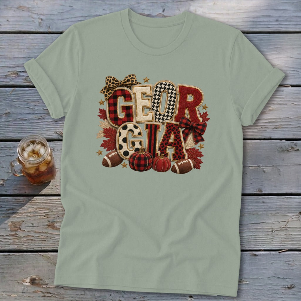 Georgia Faux Chenille Fall Patch Softstyle Tee