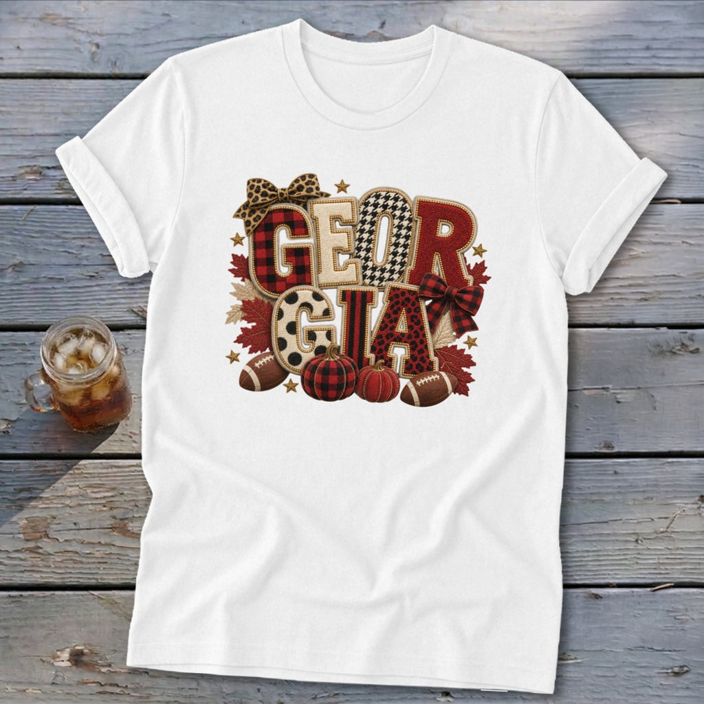 Georgia Faux Chenille Fall Patch Softstyle Tee