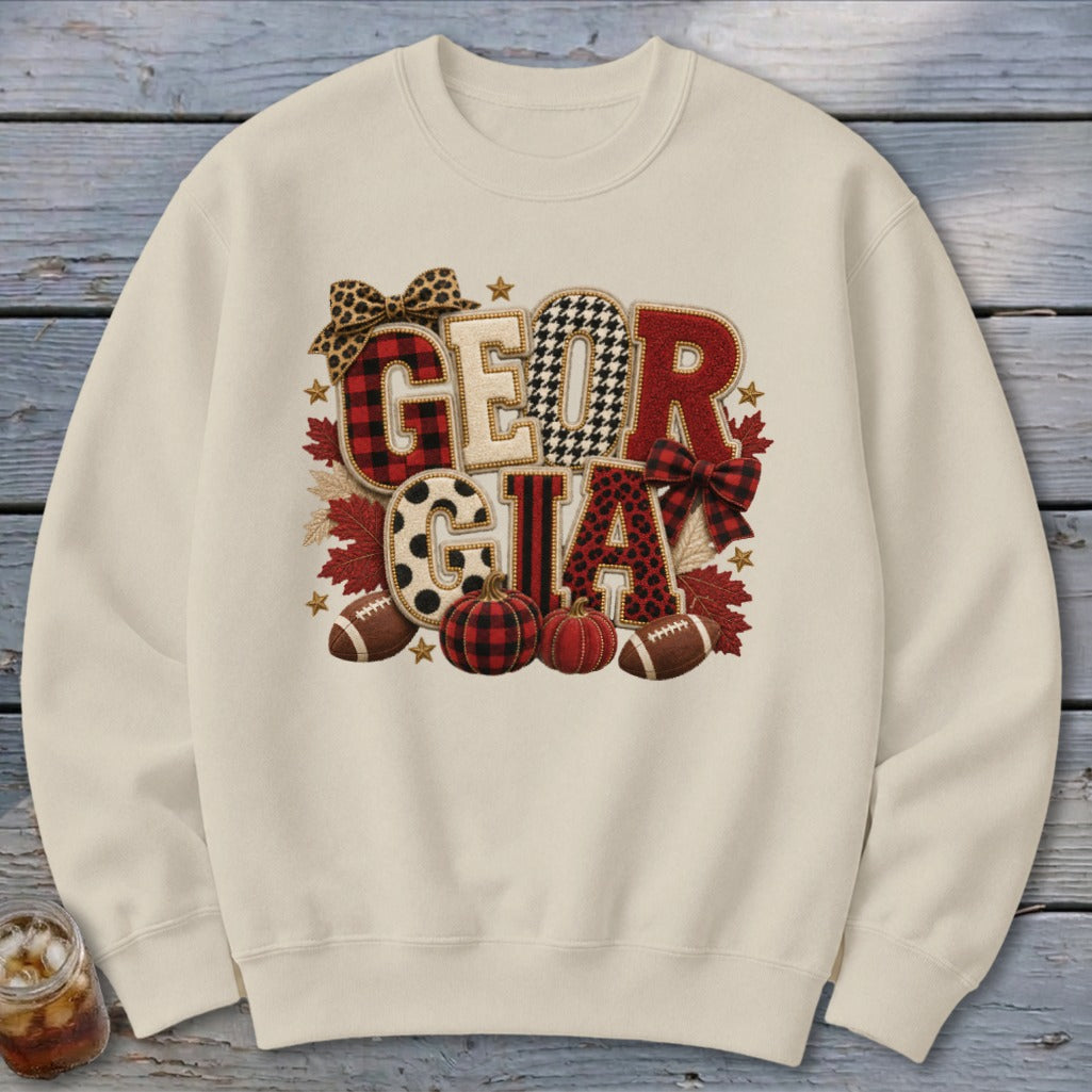 Georgia Faux Chenille Fall Patch Sweatshirt