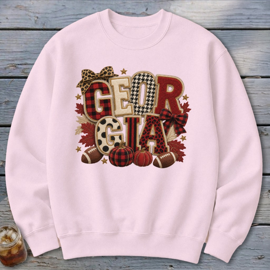 Georgia Faux Chenille Fall Patch Sweatshirt