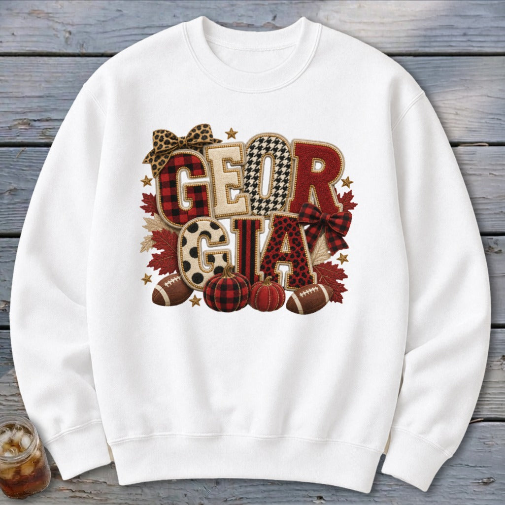 Georgia Faux Chenille Fall Patch Sweatshirt