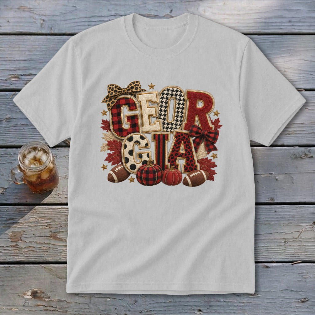 Georgia Faux Chenille Fall Patch Youth Tee
