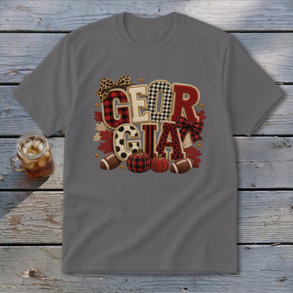 Georgia Faux Chenille Fall Patch Youth Tee