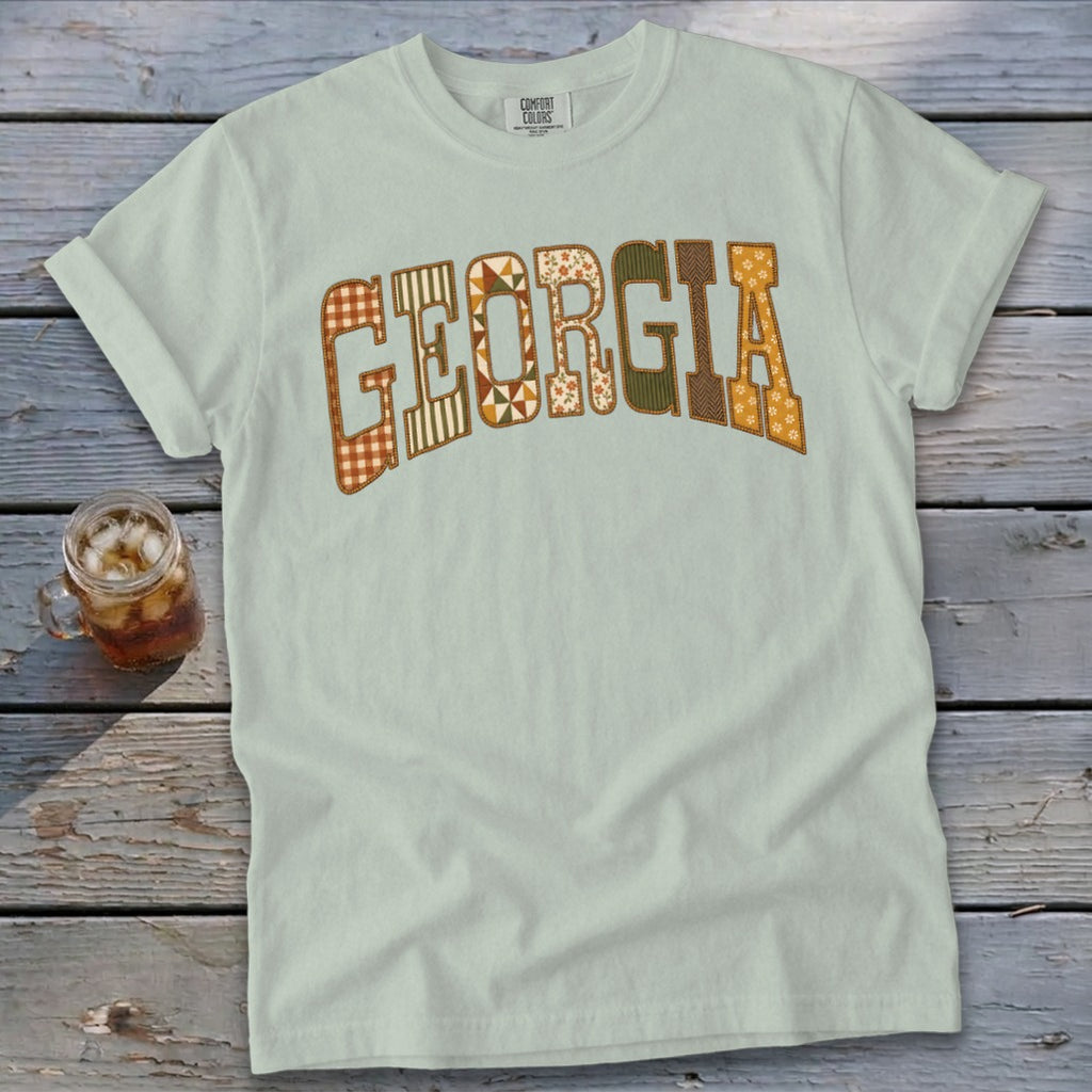 Georgia Faux Embroidery Letters Signature Tee