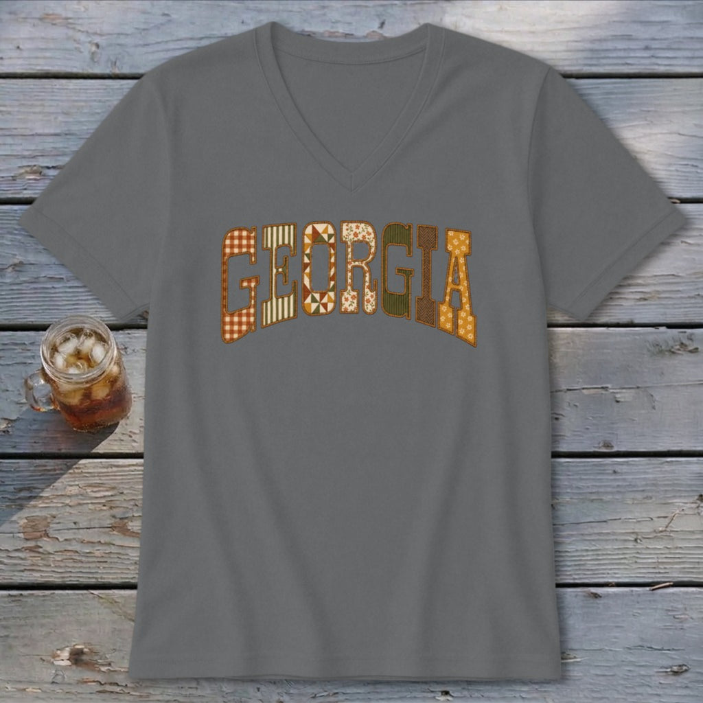 Georgia Faux Embroidery Letters V-neck