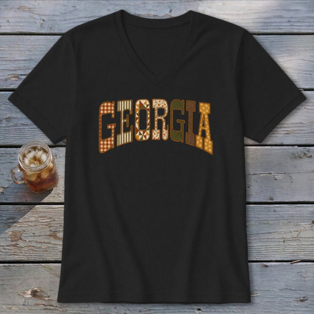 Georgia Faux Embroidery Letters V-neck