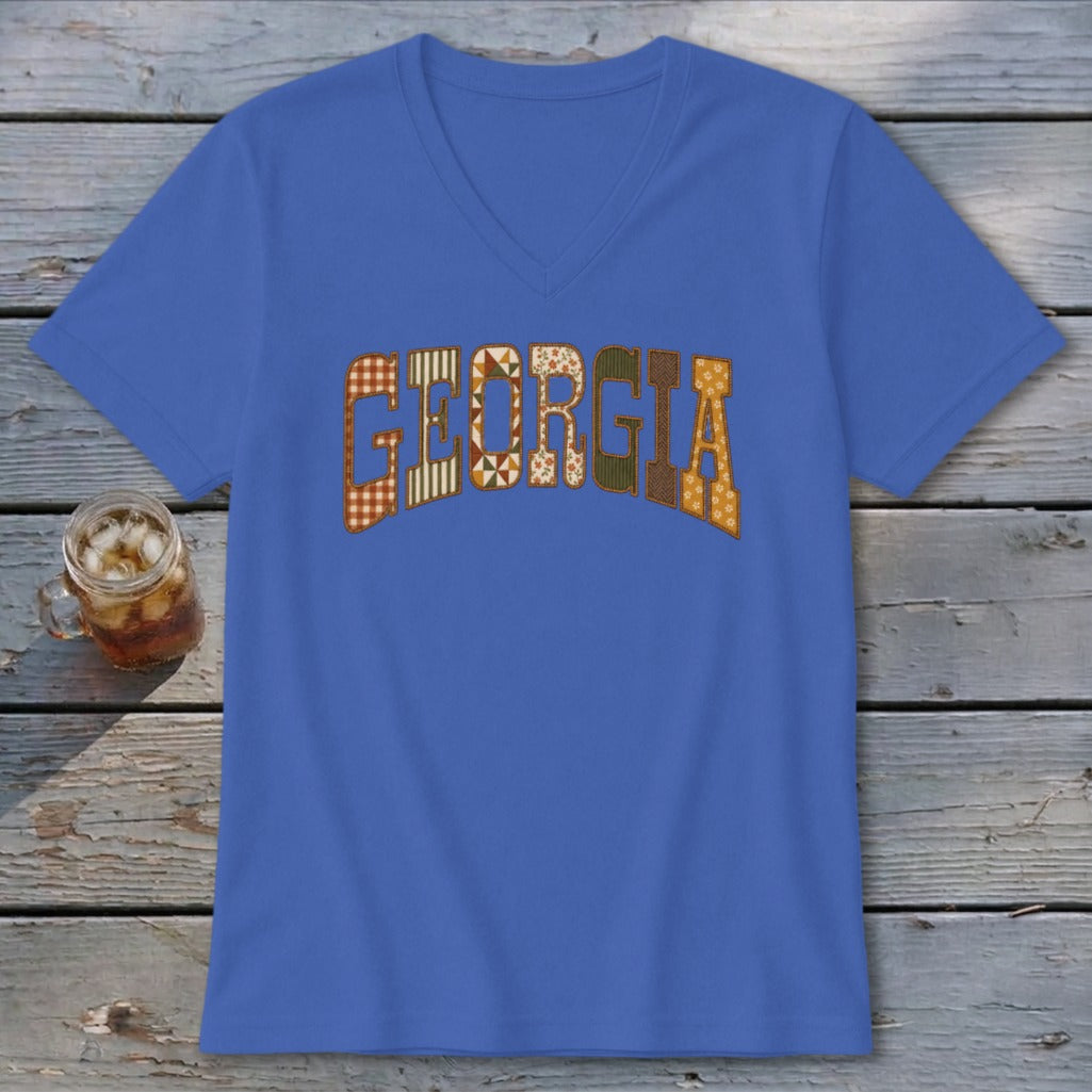 Georgia Faux Embroidery Letters V-neck