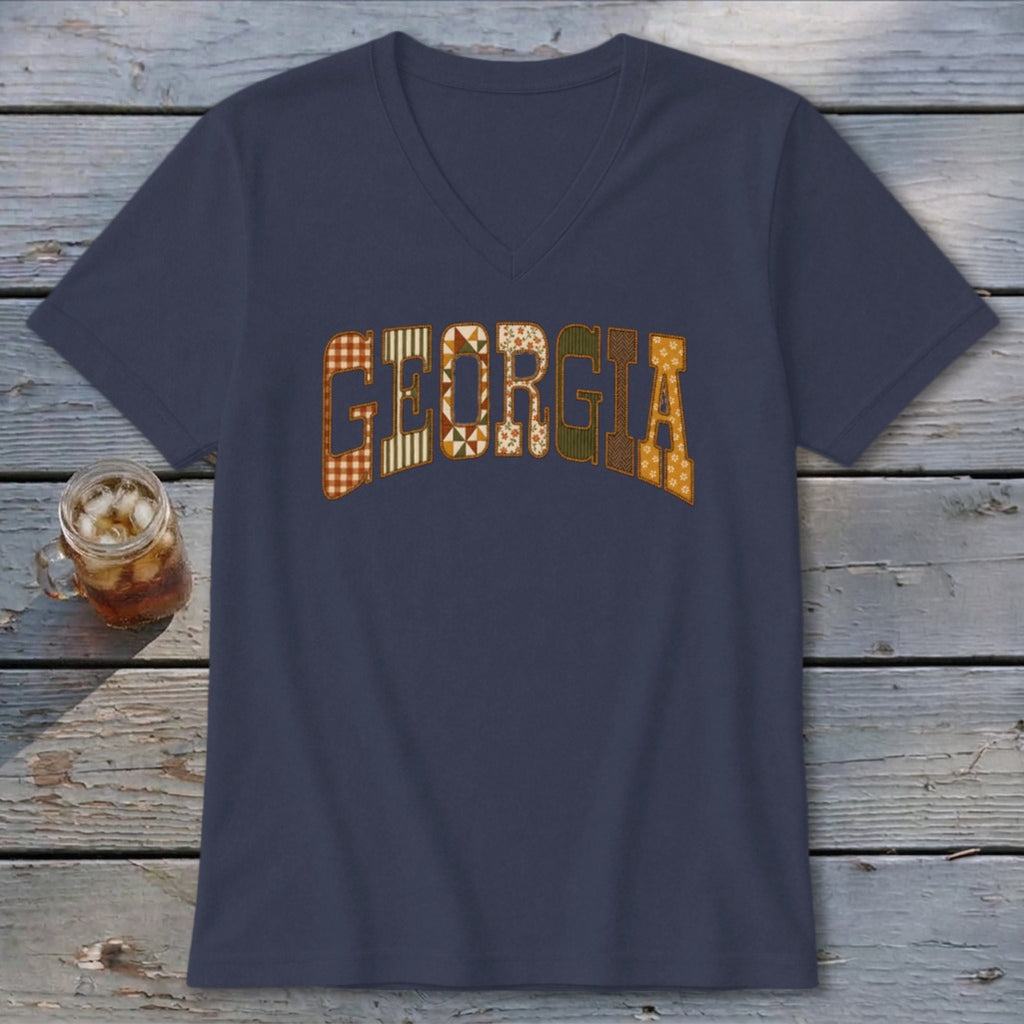 Georgia Faux Embroidery Letters V-neck