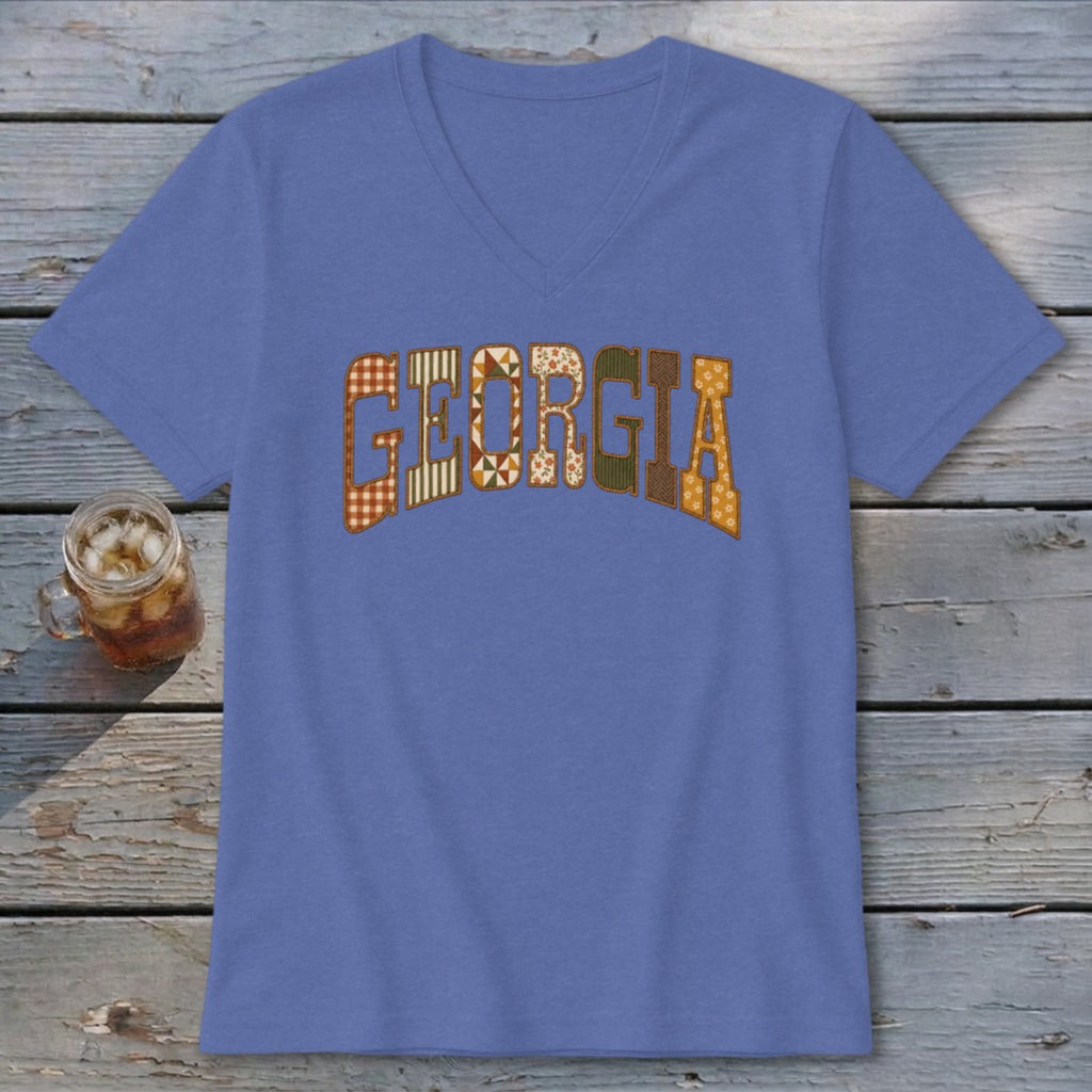 Georgia Faux Embroidery Letters V-neck