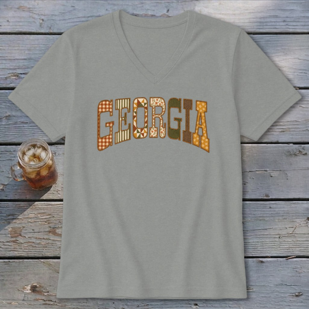 Georgia Faux Embroidery Letters V-neck