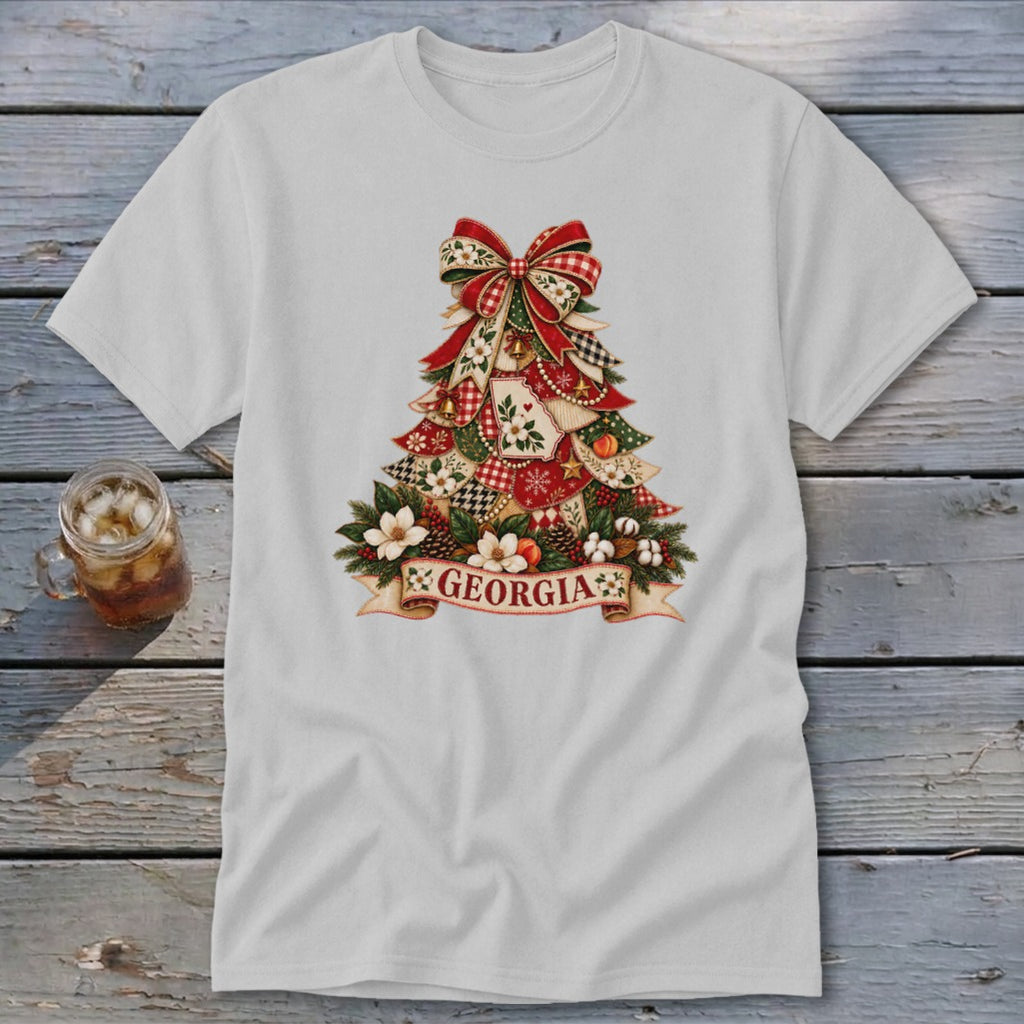 Georgia Faux Patchwork Christmas Tree Classic Tee