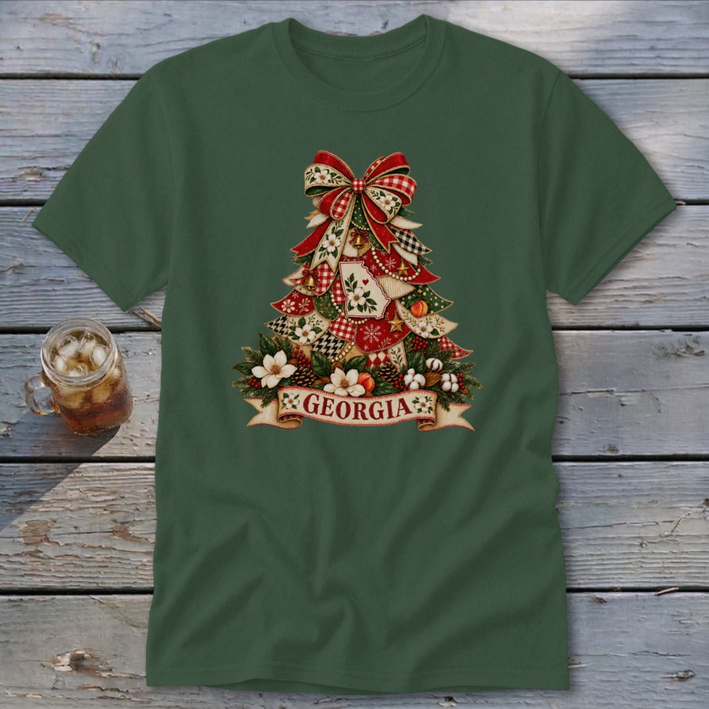 Georgia Faux Patchwork Christmas Tree Classic Tee