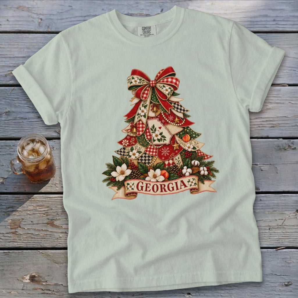 Georgia Faux Patchwork Christmas Tree Signature Tee