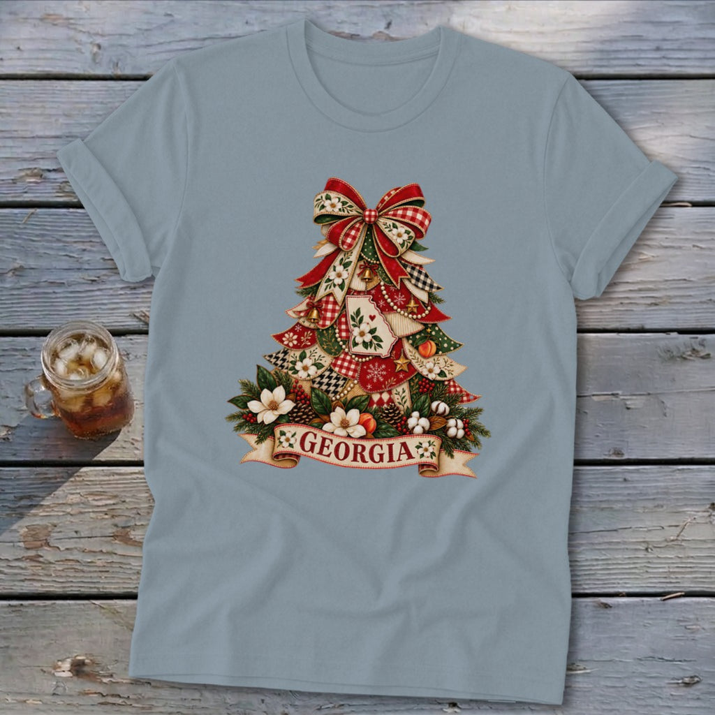 Georgia Faux Patchwork Christmas Tree Softstyle Tee