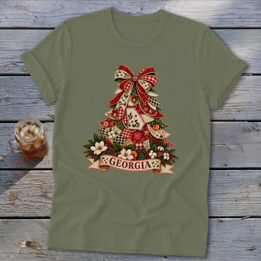 Georgia Faux Patchwork Christmas Tree Softstyle Tee