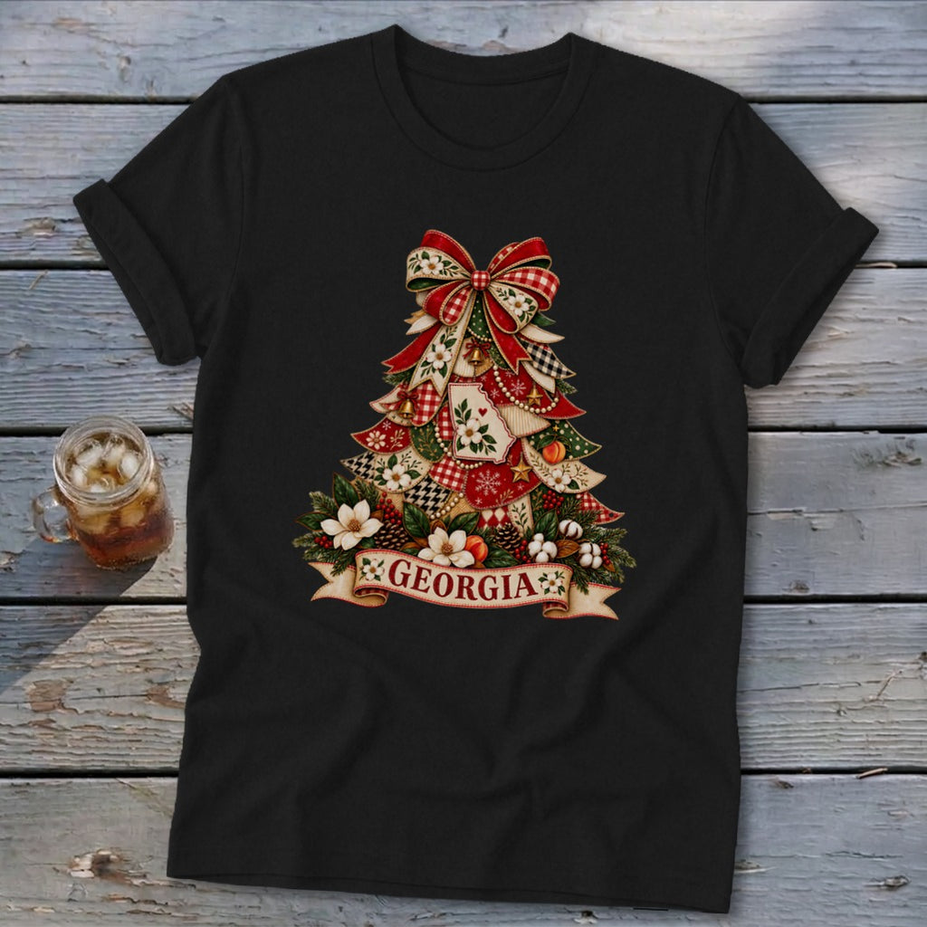 Georgia Faux Patchwork Christmas Tree Softstyle Tee