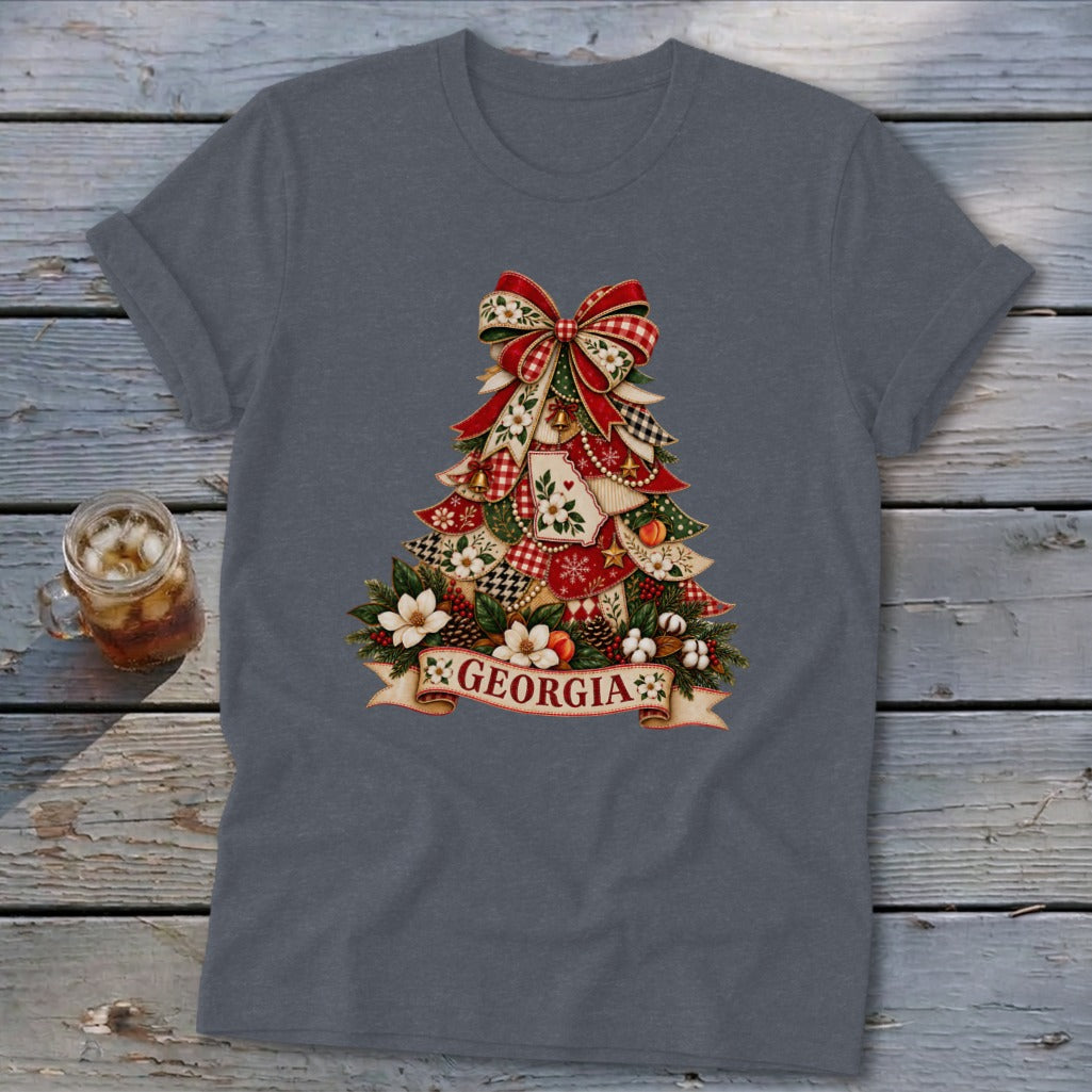 Georgia Faux Patchwork Christmas Tree Softstyle Tee