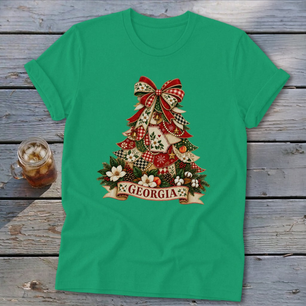 Georgia Faux Patchwork Christmas Tree Softstyle Tee