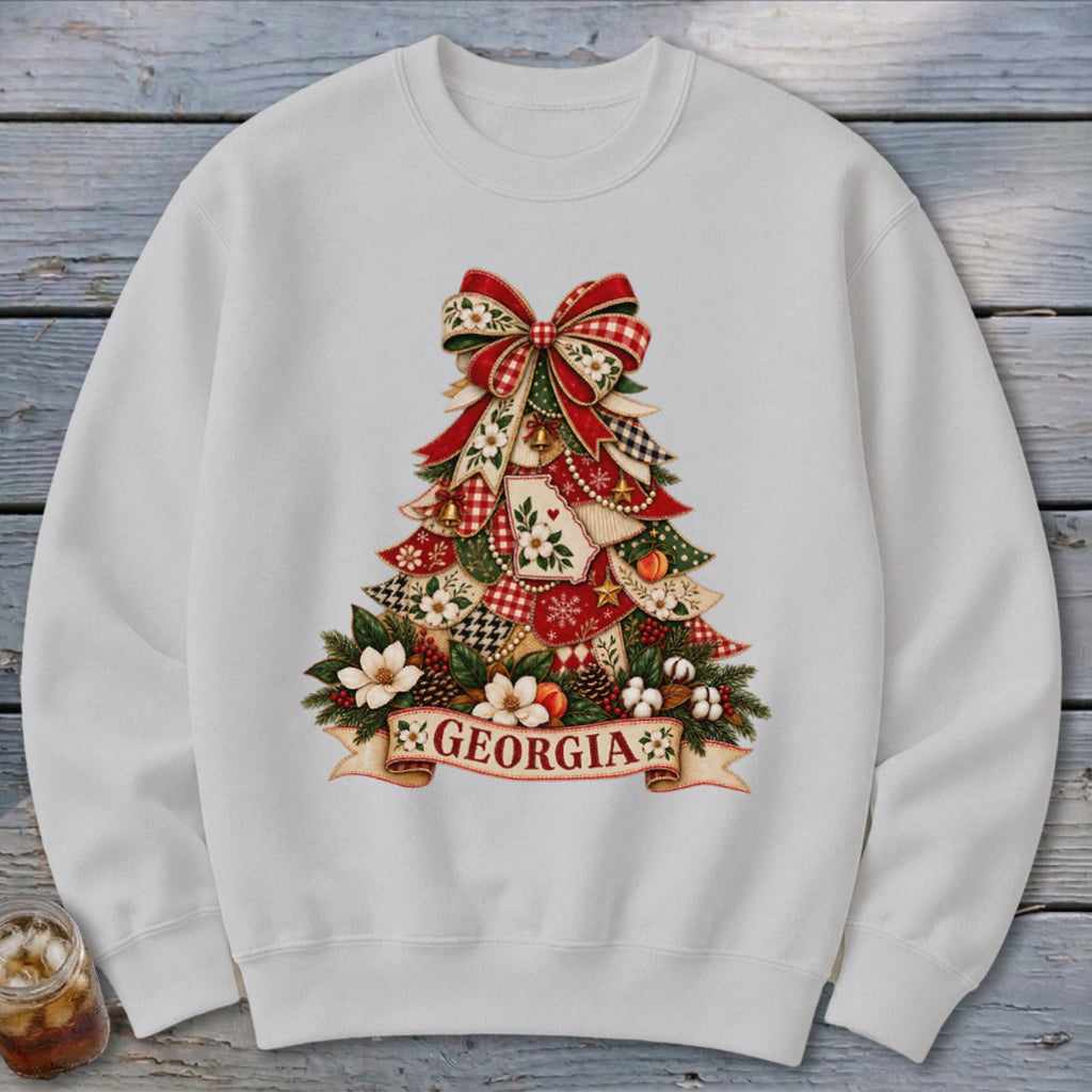 Georgia Faux Patchwork Christmas Tree Sweatshirt