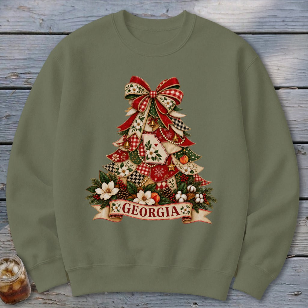 Georgia Faux Patchwork Christmas Tree Sweatshirt