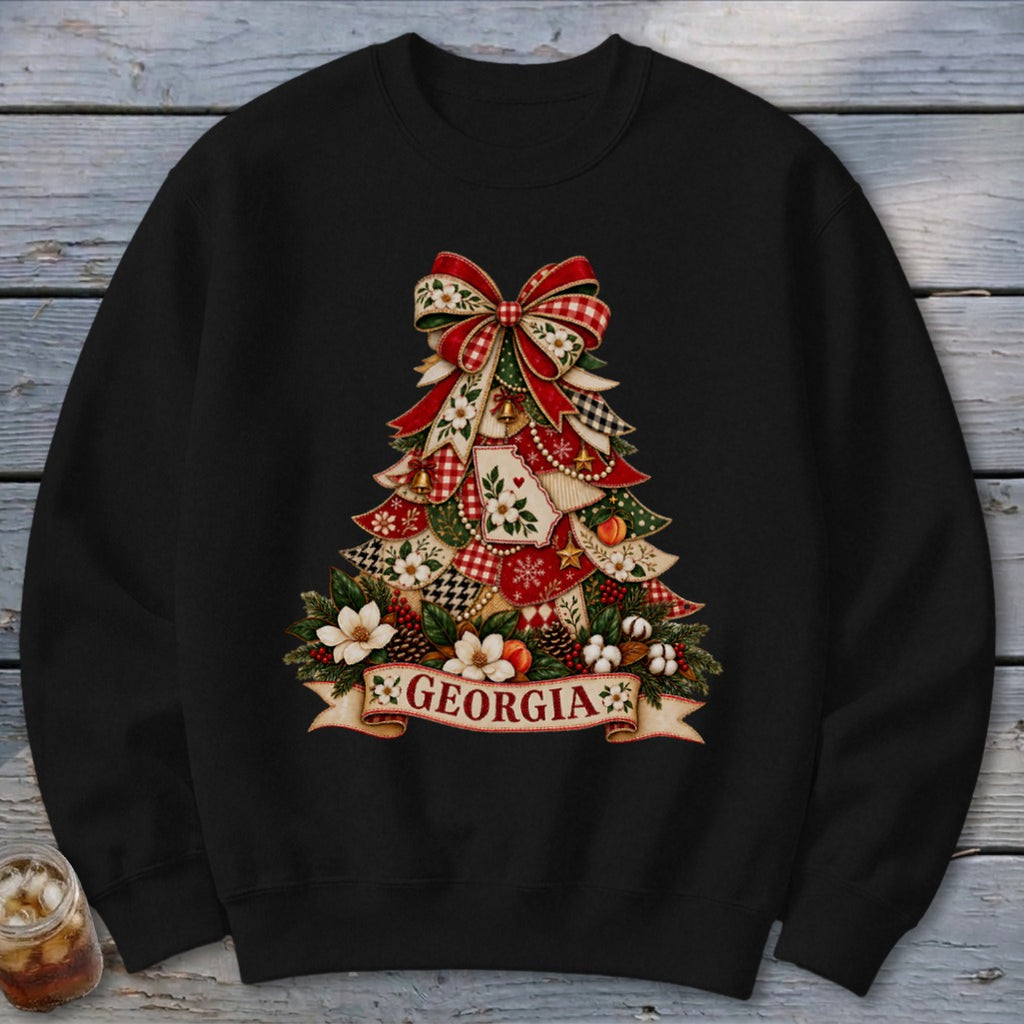 Georgia Faux Patchwork Christmas Tree Sweatshirt