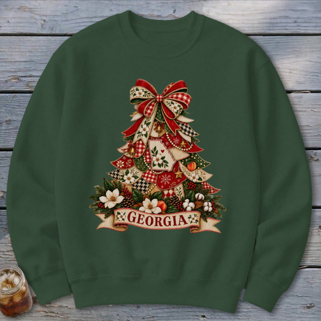 Georgia Faux Patchwork Christmas Tree Sweatshirt
