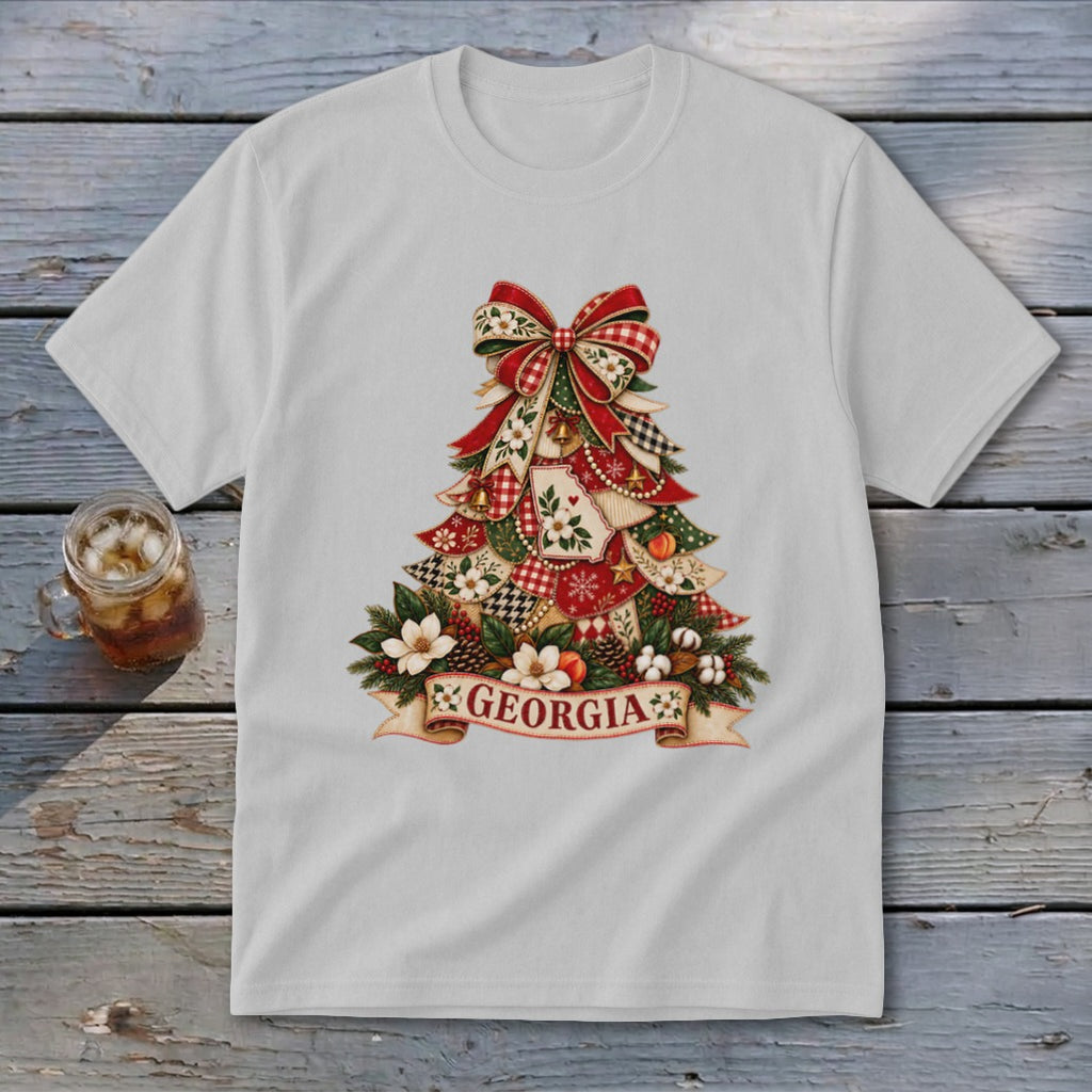 Georgia Faux Patchwork Christmas Tree Youth Tee
