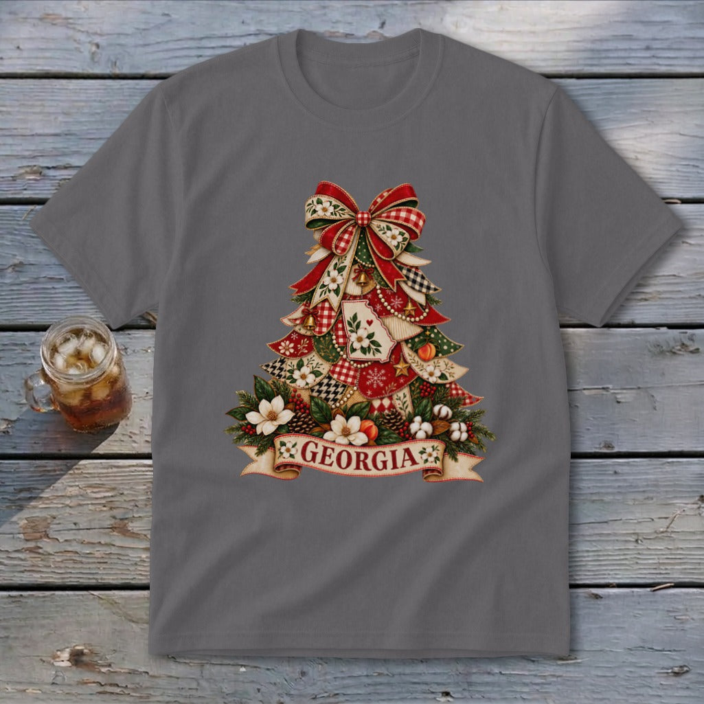 Georgia Faux Patchwork Christmas Tree Youth Tee