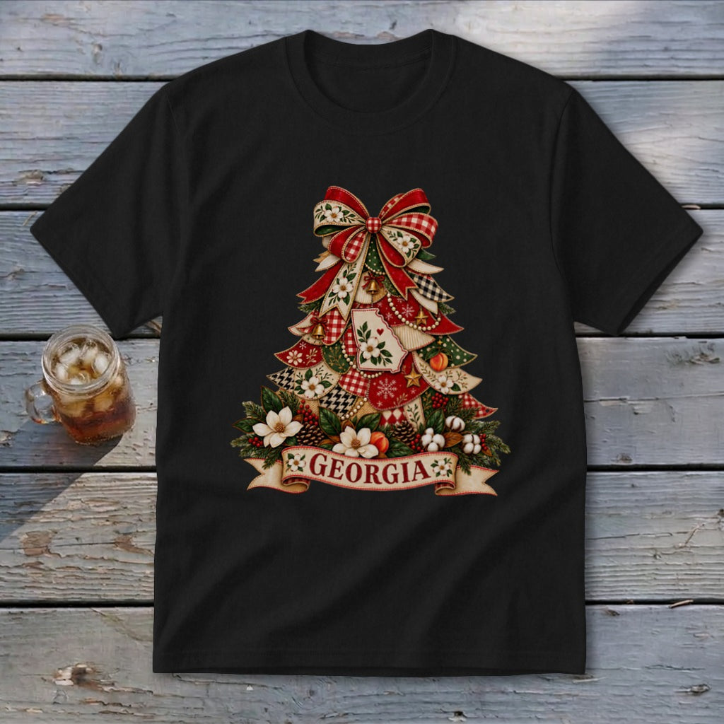 Georgia Faux Patchwork Christmas Tree Youth Tee